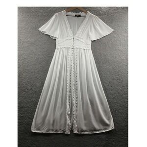 Lulus‎ Bay Breeze Short Sleeve Swim Cover-Up White XS